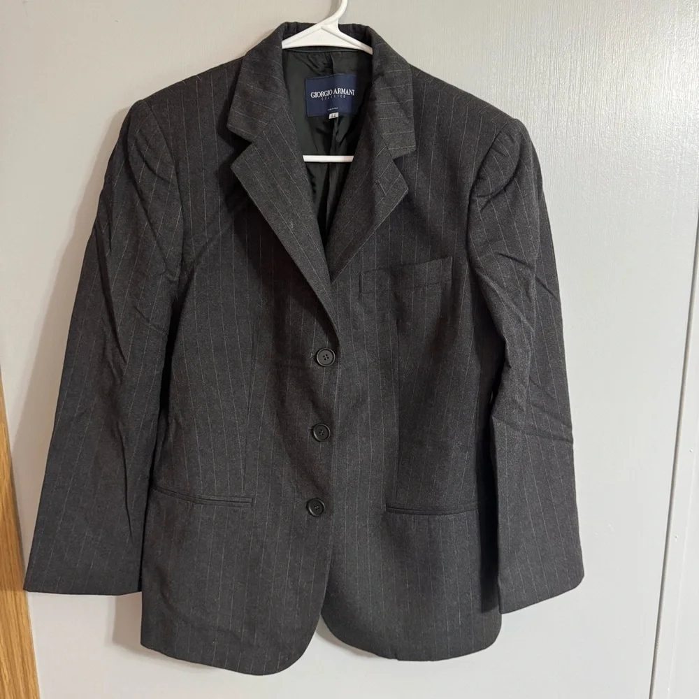 Giorgio Armani‎ Gray Striped Blazer Size 44